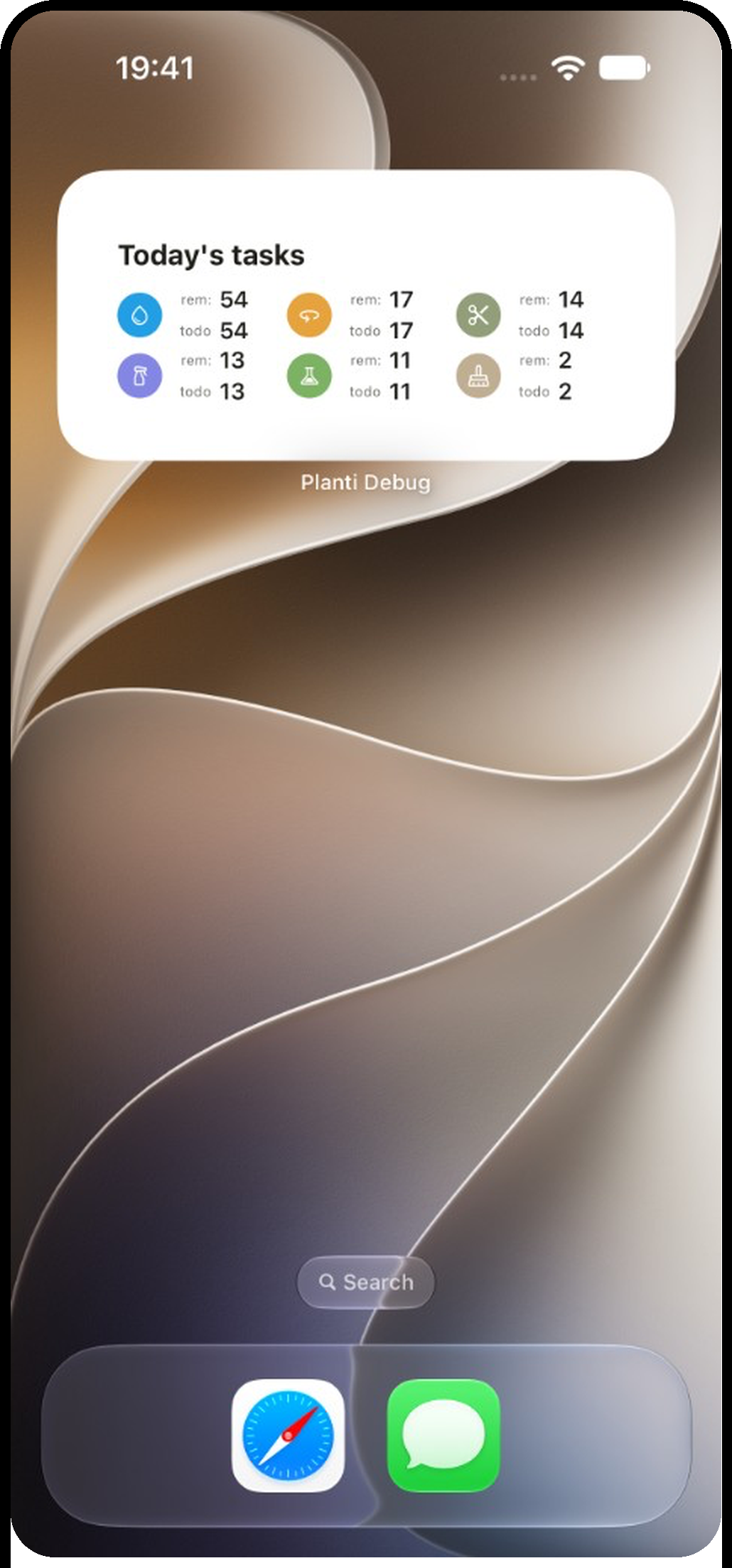 Planti Home-Screen-Widget: Heutige Aufgaben