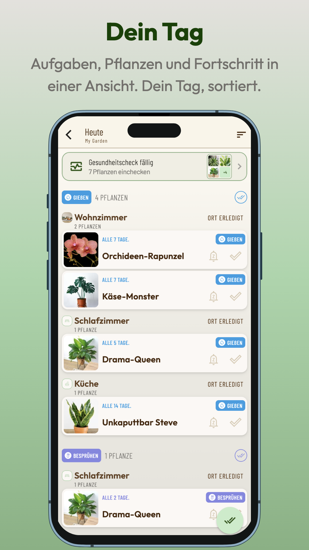 Planti App-Screenshot: Dein Tag